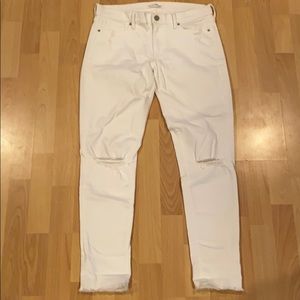 Banana Republic white distressed skinny jeans